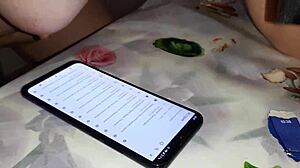 Lesbian POV video of girlfriend's phone and big boobs