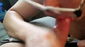 Cumshot after a sloppy blowjob on the couch