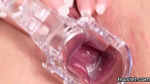Shaved pussy gets stretched with kinky toys in this special video
