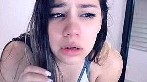 Young girl sneezes in sportswear and dirty talks