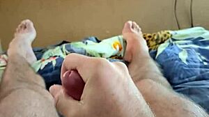 European guy's explosive orgasm during masturbation