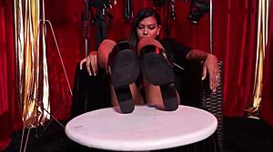 this latina is trying out fetishes for the first time, getting off hard