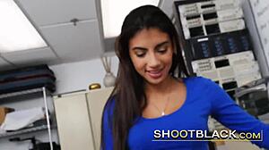Amateur babe gives a blowjob and gets fucked hard in the office