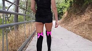 Crazy Squirt Outdoors in Public Masturbation Display