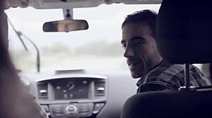 Young blonde gets picked up for thrilling outdoor threesome