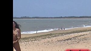 Stunning brunette's pussy on display at safe harbor beach