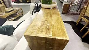 German BBW gets a wild handjob in furniture store