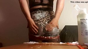 Sploshing Sissy Slag In Clingfilm