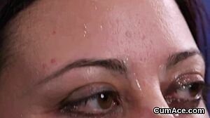 Strange couple engages in cum swapping and facials