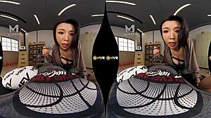 POV video of a big ass Asian babe giving a blowjob and getting fucked from behind