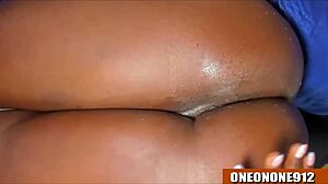 Black beauty's solo play with dildo and milk