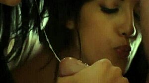 Shaved pussies get pounded in high-def threesome action