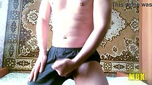 Young man’s solo pleasure experience with big cock