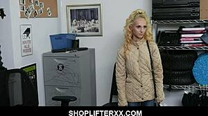 Petite blonde Sadie's naughty act before shopping spree