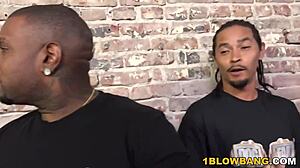 Beautiful woman enjoys interracial gang bang with Bukkake finish