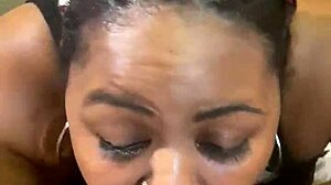 Ebony BBW Gives Blowjob To Big Black Cock Between Huge Tits