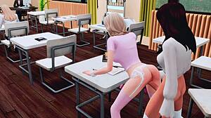 Futanari student dominates classmate with hard classroom fucking in wild anime hentai