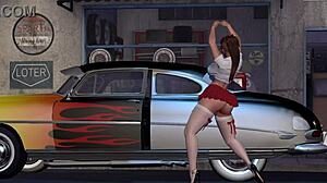 hot rod dancer alexxa shaking her ass in 3d cartoon style