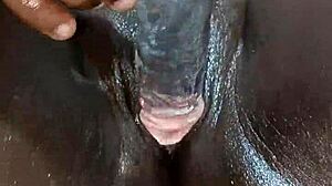 Hey, big tits ebony, why you masturbating so sloppy solo? Show that huge ass!