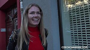 Amateur girl from Czech Republic meets man for a hot date in a caravan