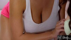 Big-boobed babes get down and dirty in hot lesbian sex