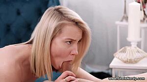 Nerdy girlfriend Polly White gets close up and personal with music and a hard cock