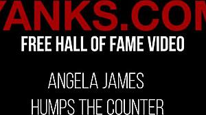 Angela James, the fit and shy milf masturbates to multiple climaxes