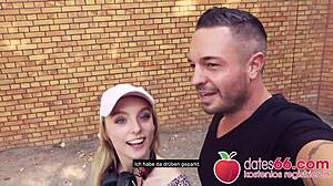 Skinny blonde gets banged outdoors in summer reality show