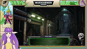 Lesbians in power armor indulge in BDSM and pleasure each other in a futuristic environment