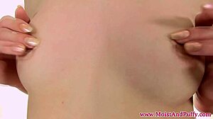 Small-boobed Juicycherry has a fun solo pleasure time with a dildo