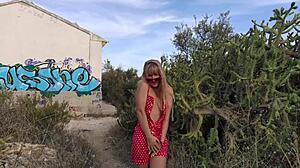 Russian MILF gets her ass pounded in public outdoors