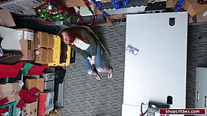 Red hair beauty has rough sex with older police officer at work