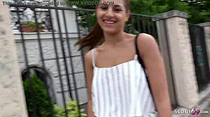 German Scout Picks Up Cute Latina Teen Sarah for Orgasmic Street Casting Fuck