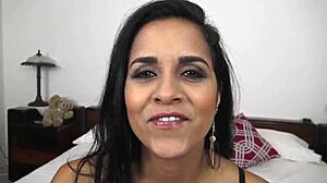 Abby Lee's sexy Latina POV blowjob and facial mess
