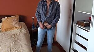 Hidden camera caught my wife’s stepmother dressing. She starts touching herself and it’s wild! 📹