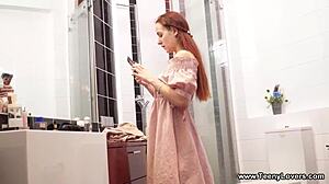 Skinny girlfriend gets her tight pussy pounded in art studio