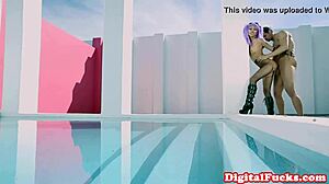 Asian cosplay star in stockings gets doggy style sex