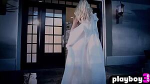 Sexy blonde Ashley Mattingly's solo striptease for Playboy