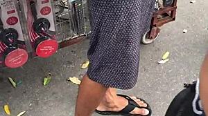 Tricked into sucking a big black cock outdoors