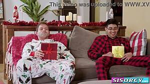 Steamy Christmas action with horny stepsis and stepbrother hardcore fun
