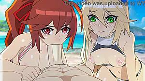 Hell yeah! Beach episode with wild Blazblue hentai action uncensored!