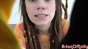 Hippie beauty seduces with big tits and deepthroat skills