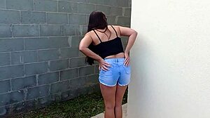 Pretty brunette gets rough anal sex on construction site