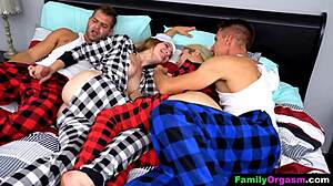 Daddy and girl have sex in front of others