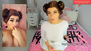 Leia Princess Cosplay Slut Fingers Ass in Ahegao Jerk Off Instructions