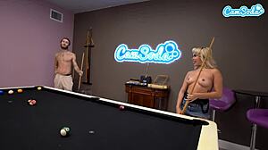 Petite girl with small tits fucked on the pool table
