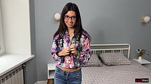 that library girl’s a total nympho, craving cum on glasses.