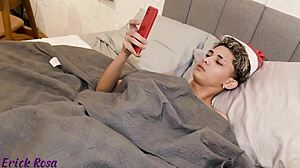 My crazy mother in law picks me up for Christmas party and fucks me hard on the bed