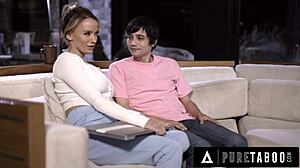 Desperate milf Pristine Edge bends over for stepson’s help in affair.