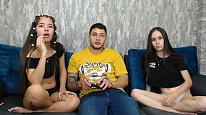 Stepsister joins tender threesome with bestie and stepbrother
